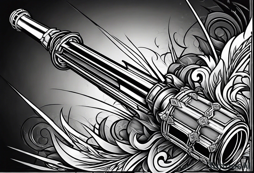 futuristic light saber hilts crossing tattoo idea