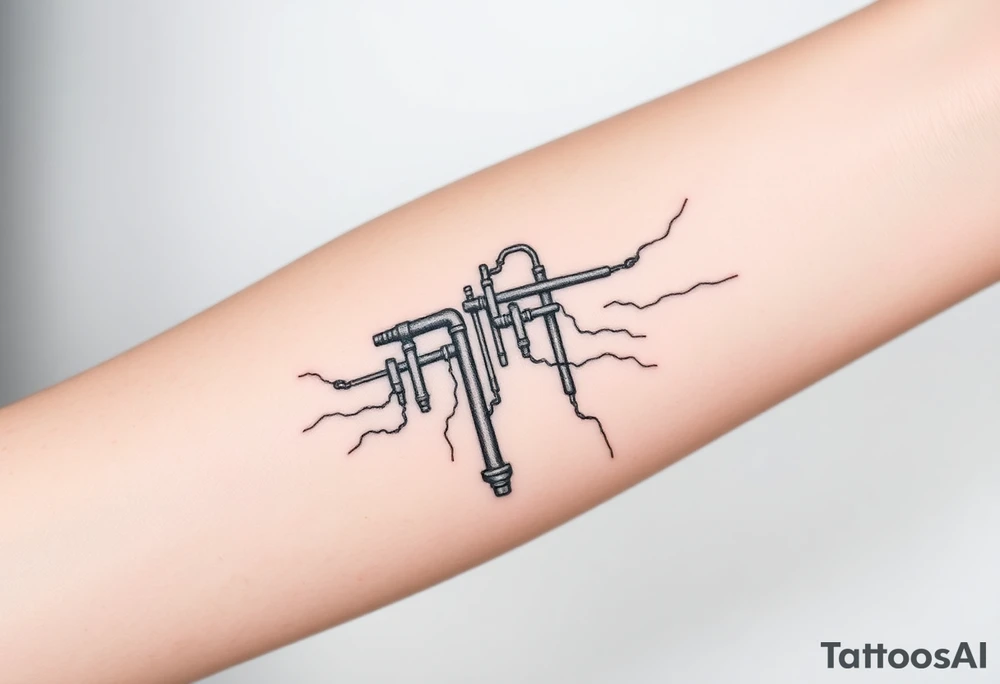 vertical System of thin pipes that transitions gradually from the sides and end into thick, widespread 
veins of forearm tattoo idea