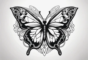 butterfly stabbed by a knife tattoo idea