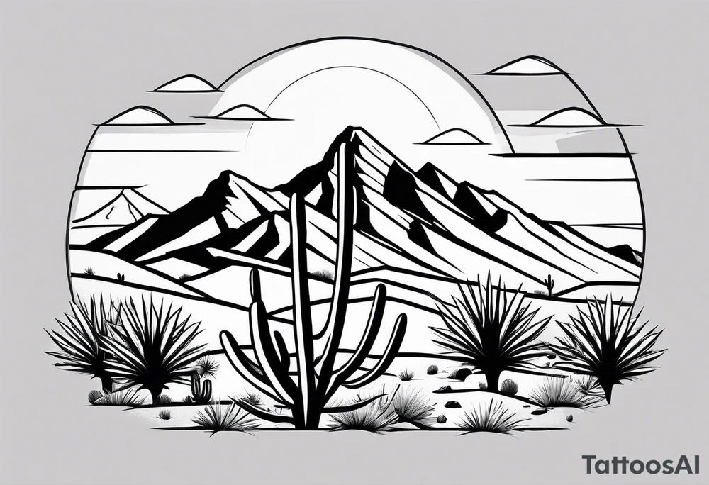minimalistic arizona desert with mountains tattoo idea