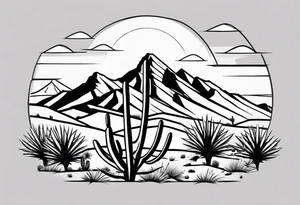 minimalistic arizona desert with mountains tattoo idea