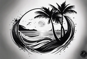 Am a men and need A balck tattoo for my shoulder with time and a date for my so 25.05.16 and a wave of beach about life tattoo idea