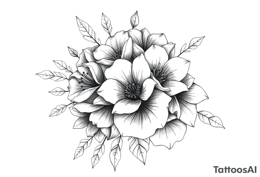 bouquet of flowers tattoo idea