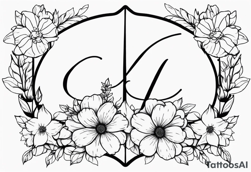 Gemini sign with flowers tattoo idea