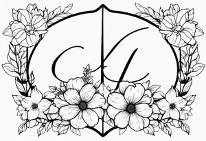Gemini sign with flowers tattoo idea