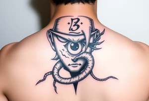 create me a sauske tattoo from Naruto where he is holding his eye and rinnegon in his other tattoo idea