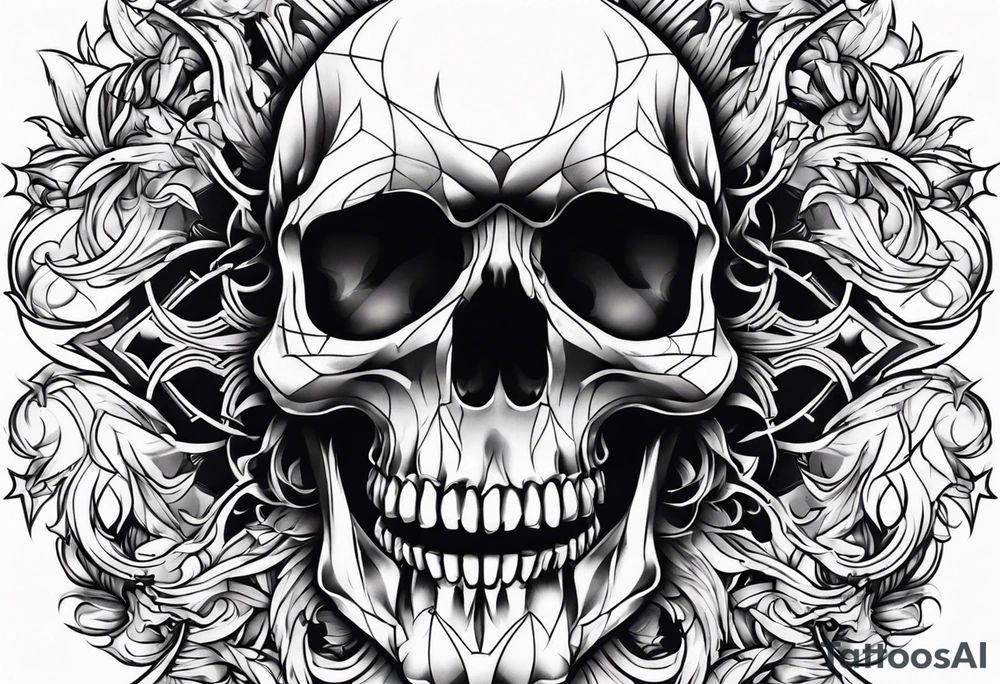 Skull flames tattoo idea