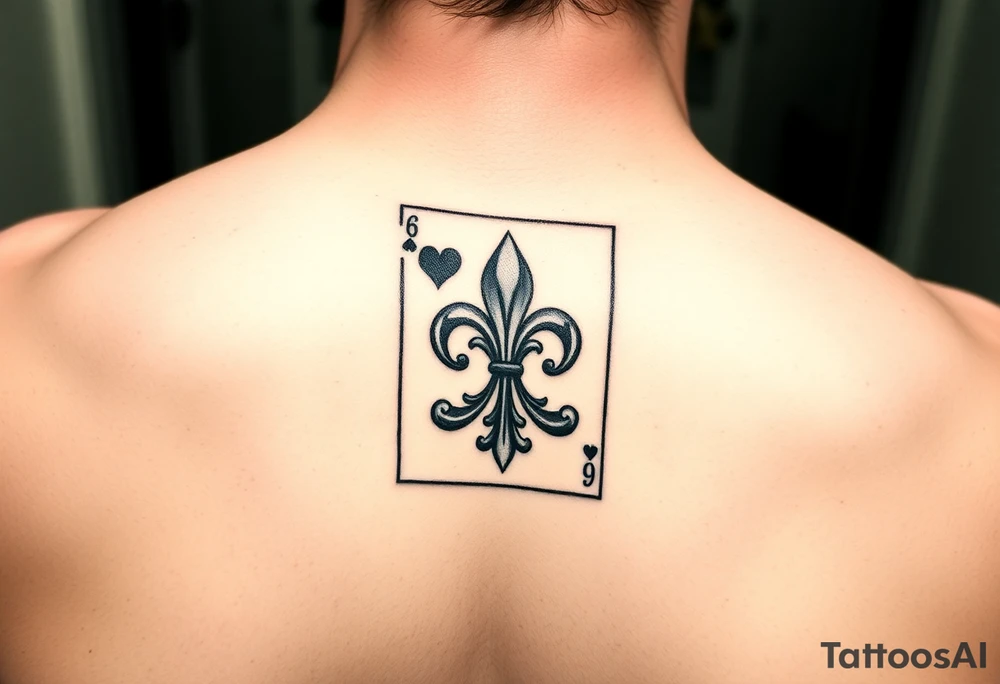 6 of hearts card with fleur de lis as the hearts tattoo idea
