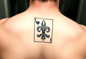 6 of hearts card with fleur de lis as the hearts tattoo idea