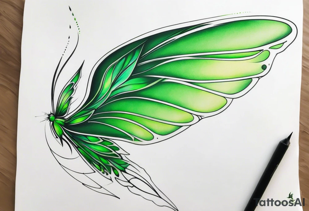 Green fairy wing tattoo idea