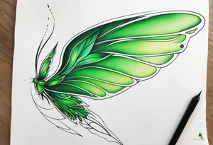 Green fairy wing tattoo idea