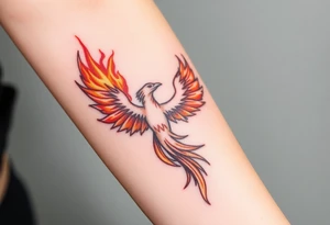 Phoenix with blazing fire from ashes tattoo idea
