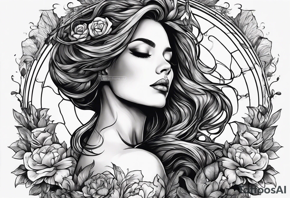 Resurrection Beautiful woman rising from her dead self to inner peace and self-love tattoo idea