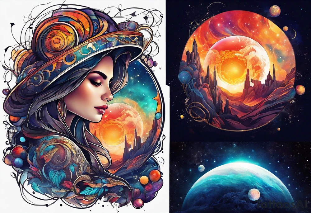 Man,solar, planet space tattoo idea