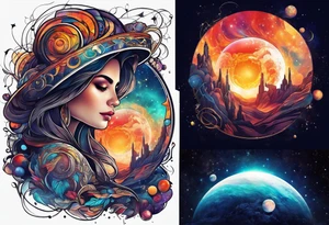 Man,solar, planet space tattoo idea