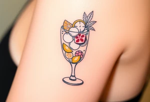 Fun cocktail that you would get on a Caribbean cruise in a rocks glass with lots of garnishes tattoo idea