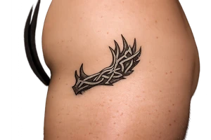 Caribou antler in Norse knot work open line concept stipple shading just one antler no background tattoo idea