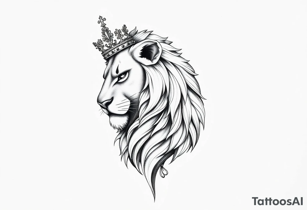 powerful majestic lion vagina and anus
with a crown tattoo idea
