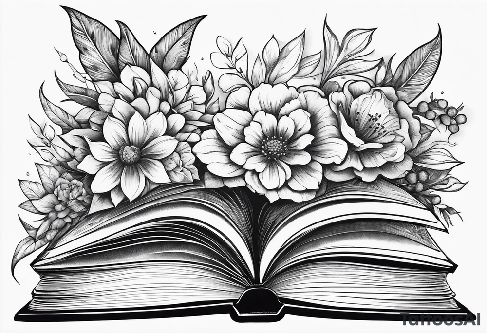An open book with flowers growing out of it tattoo idea