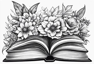 An open book with flowers growing out of it tattoo idea