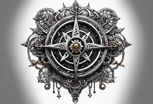 Traditional Celtic styled knot work combined with a steampunk biomechanical sleeve design and has a pirate compass in it tattoo idea