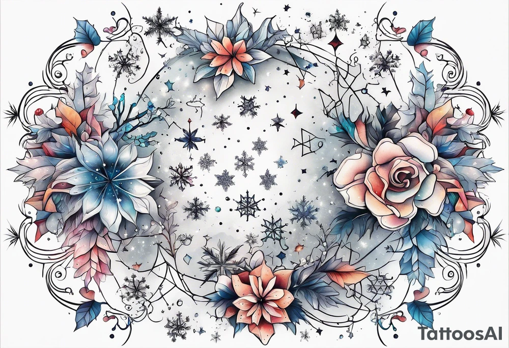 Constellation, animal, snowflake tattoo idea