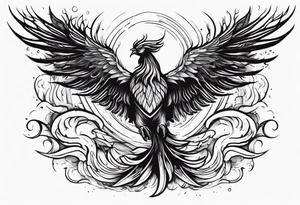 Powerful phoenix rising from the ashes of hell being its past of sin and addiction, being reborn. tattoo idea