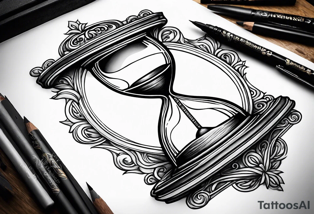 hourglass grandfather memorial sunset tattoo idea