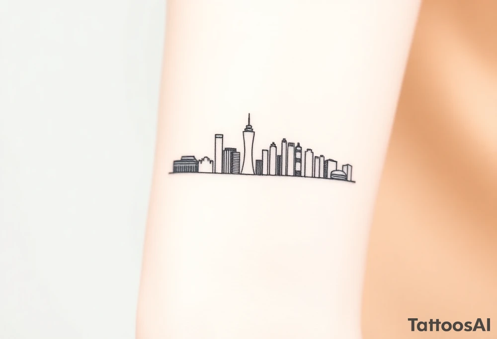 abstract, line drawing of the downtown phoenix az skyline tattoo idea
