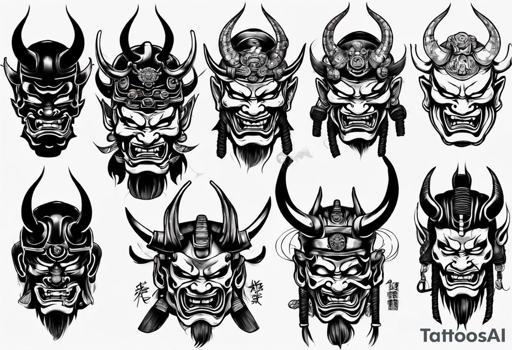 Japanese oni mask samurai tattoo idea