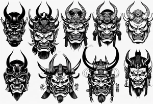 Japanese oni mask samurai tattoo idea
