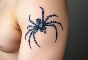 Spider crawling sideways with the letter Y on the body of the spider tattoo idea