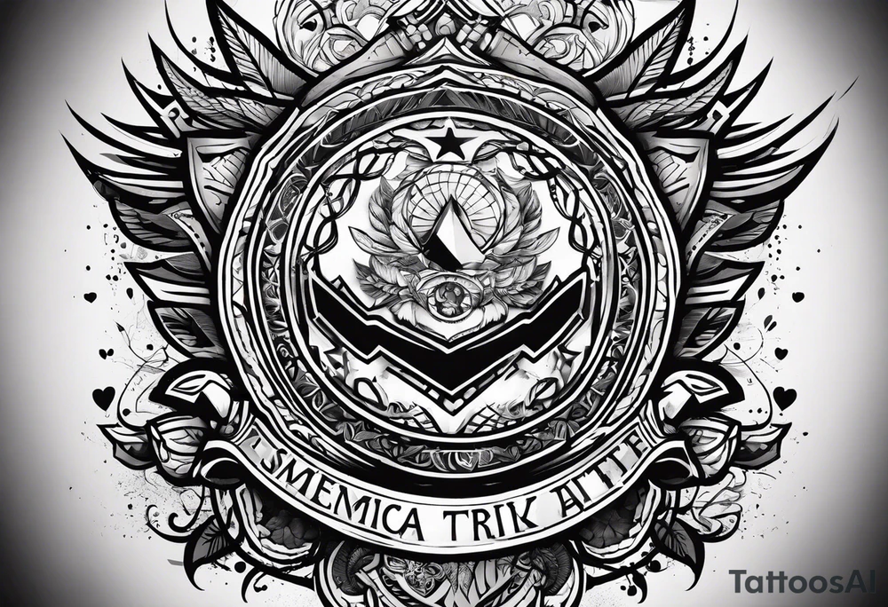 A thigh tattoo, symbol of feminism, strength, motherhood. Army background, medical, psychology, police. tattoo idea