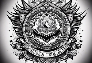 A thigh tattoo, symbol of feminism, strength, motherhood. Army background, medical, psychology, police. tattoo idea