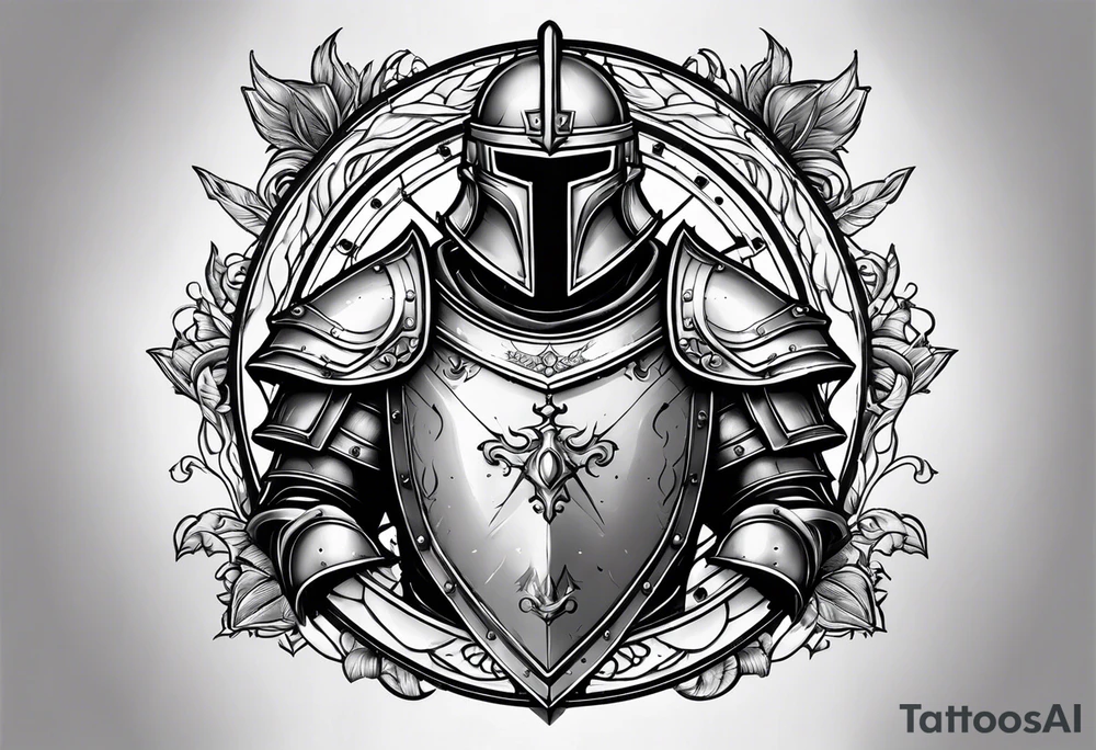 knight with heavy armor clock surround tattoo idea