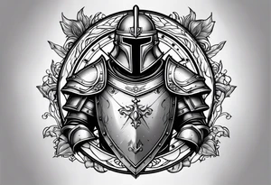 knight with heavy armor clock surround tattoo idea