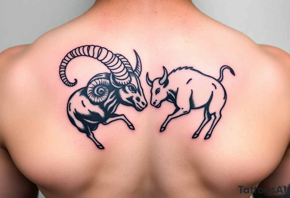 ram and a bull fighting tattoo idea