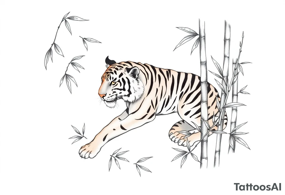 a tiger lurking in the bamboo forest tattoo idea