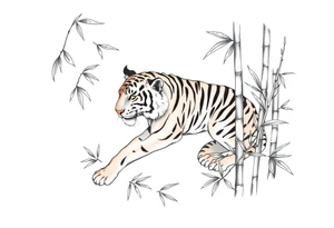a tiger lurking in the bamboo forest tattoo idea