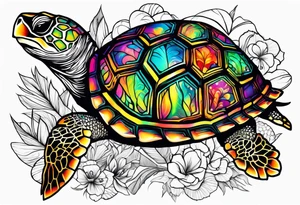 tropical psychedelic turtle tattoo idea