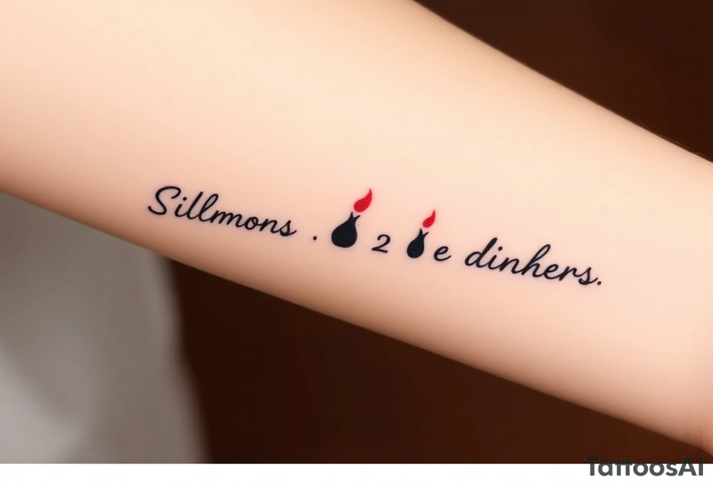 Silhouette of a mother passing 2 flames to two daughters tattoo idea