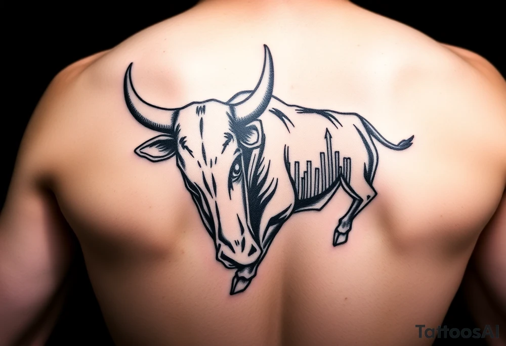 Wall Street bull with stock market tattoo idea