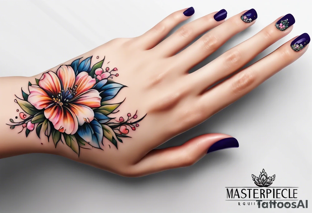Small Flowers going up my finger onto my hand tattoo idea