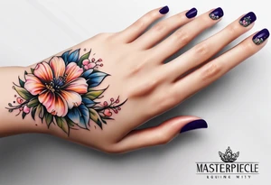 Small Flowers going up my finger onto my hand tattoo idea