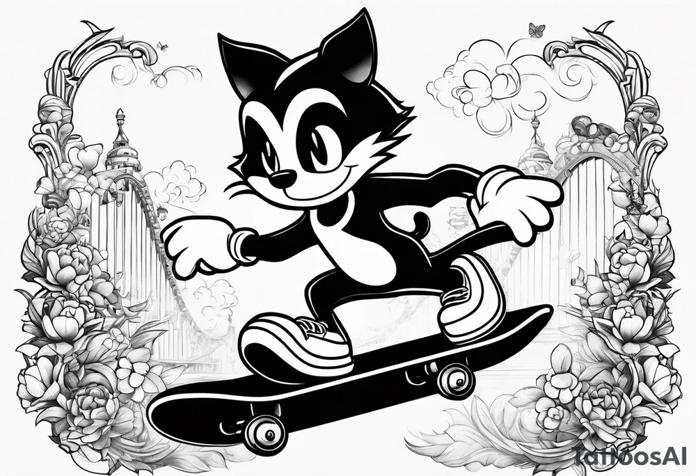 Felix 
The cat skateboarding. tattoo idea