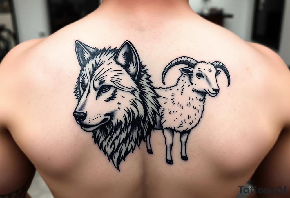 Wolf and sheep tattoo idea