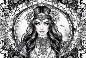 Full sleeve with fairy’s and skulls and spiderwebs tattoo idea
