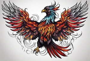 phoenix red on fire tattoo idea