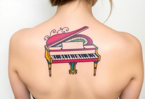 Colorful piano tattoo idea
