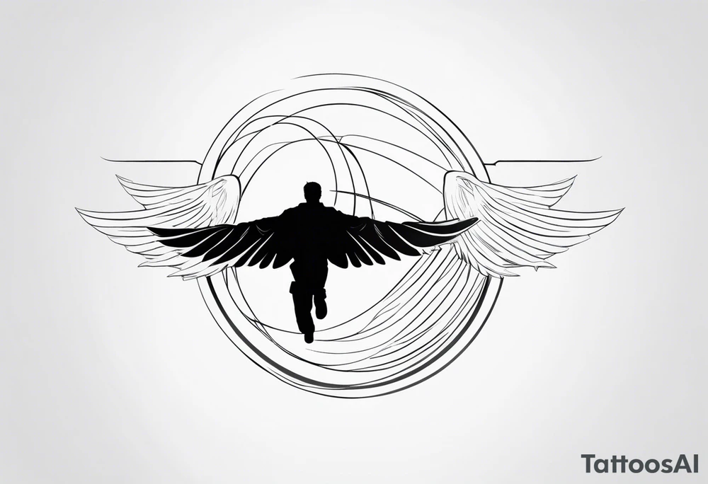 person in flight tattoo idea